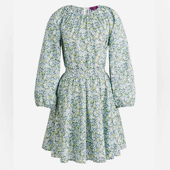 J. Crew Palermo smocked-waist mini dress in Liberty® Thorpe Hill fabric Sz M EUC - Picture 1 of 13
